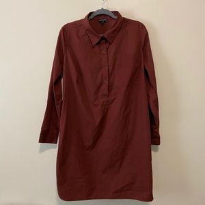 Universal Standard rich brown shirt dress.